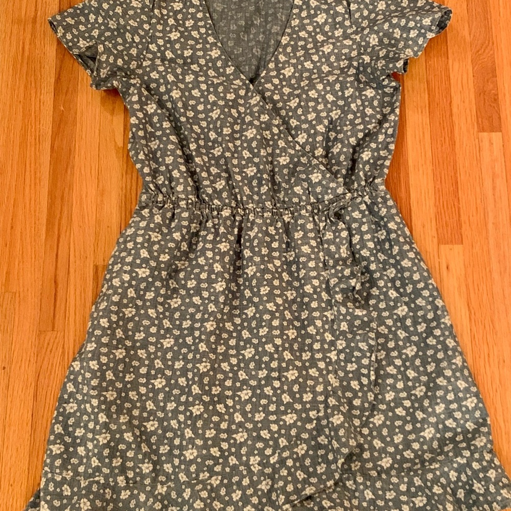 J. Crew Mercantile wrap denim print dress